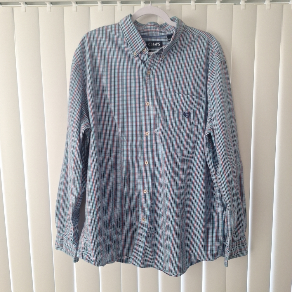 Chaps Stretch Easy Care Check Button Front Shirt